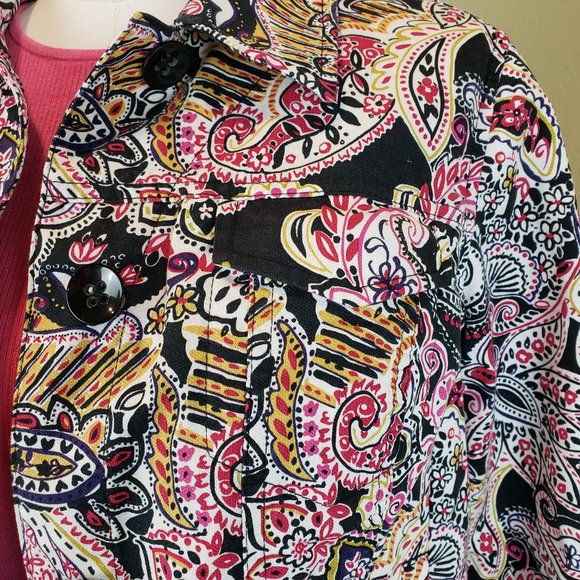 Charter Club Paisley Print Cropped Fitted Cotton Jacket M - Picture 7 of 11